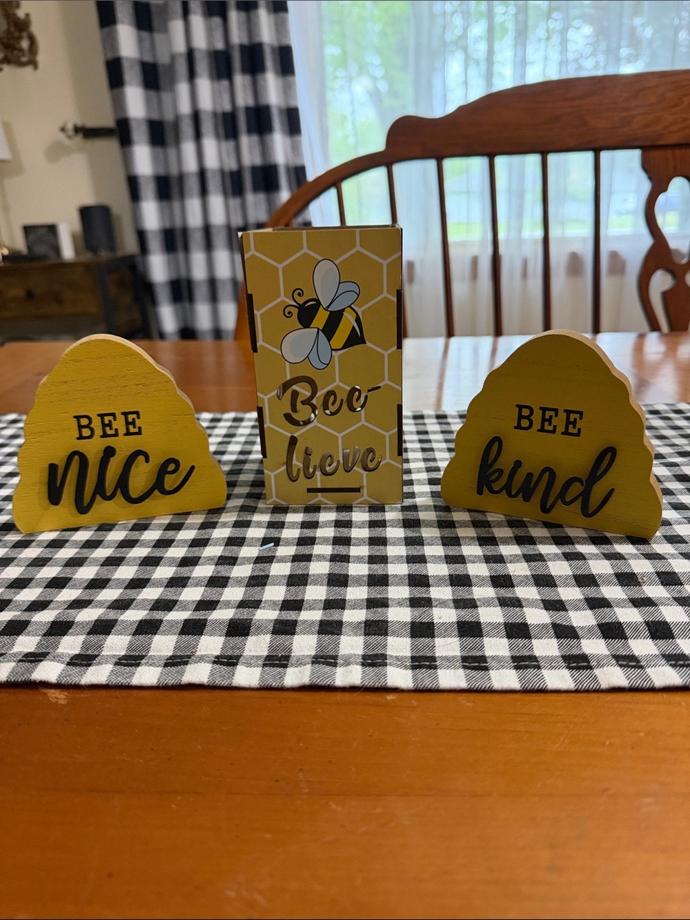 Bee Themed Decorative Blocks - Yellow "Bee Nice" "Bee Kind" Set